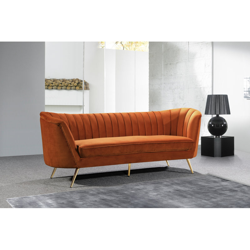 Margo 88" Velvet Sofa, Cognac Velvet