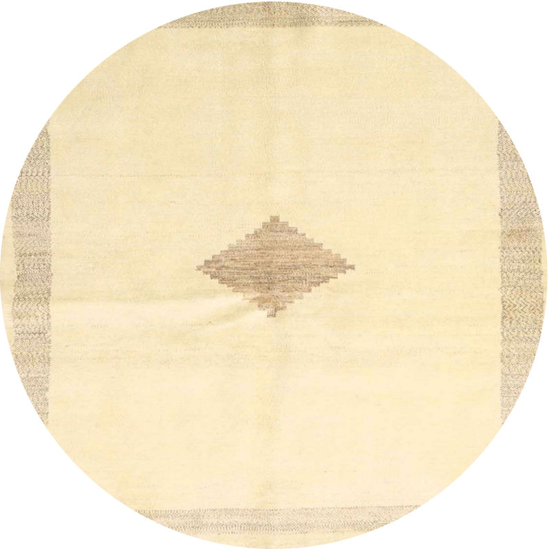 Tapis beige contemporain, Rond 5 pi