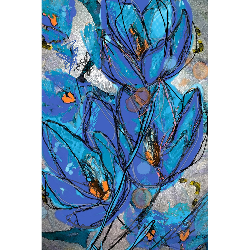 "Croquis bleu cyanine", reproduction sur toile tendue, H 36 po x l 24 po x P 1,5 po