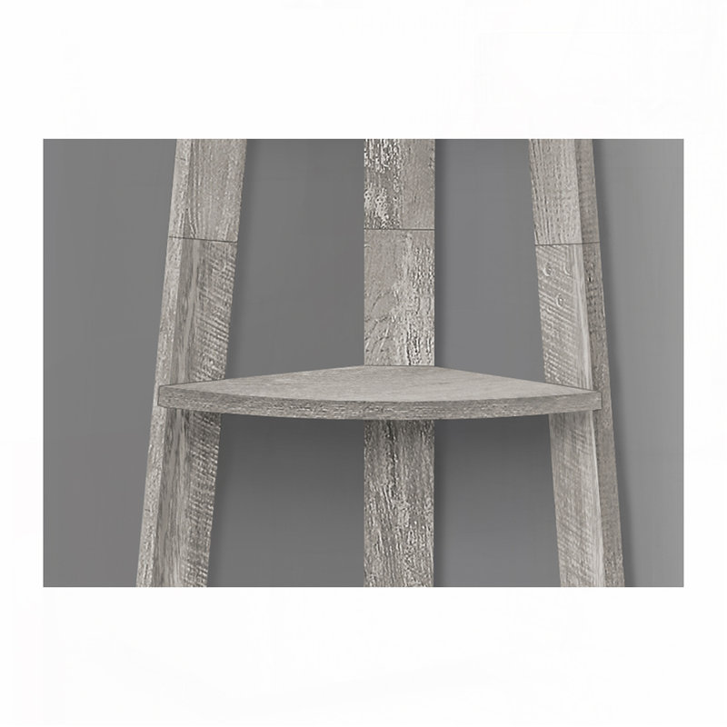 5 Tier Corner Bookshelf Bookcase, Gray, (5 Shelves) 71.25" H x 22.5" W x 15.5" D