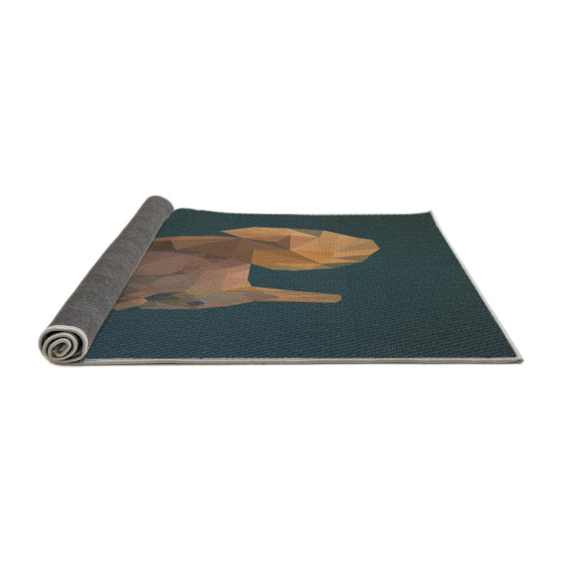Tapis bleu marine/brun électrique métier, Rond 3 pi