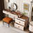 Andraz Glass Makeup Vanity set with Built in Outlets Glass Top,Expandable, Corner-818117497
