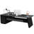 L-Shaped Executive Office Desk with Drawers and File Cabinet-739695671
