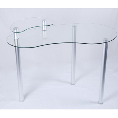 Brough Glass Top Metal Base Writing Desk