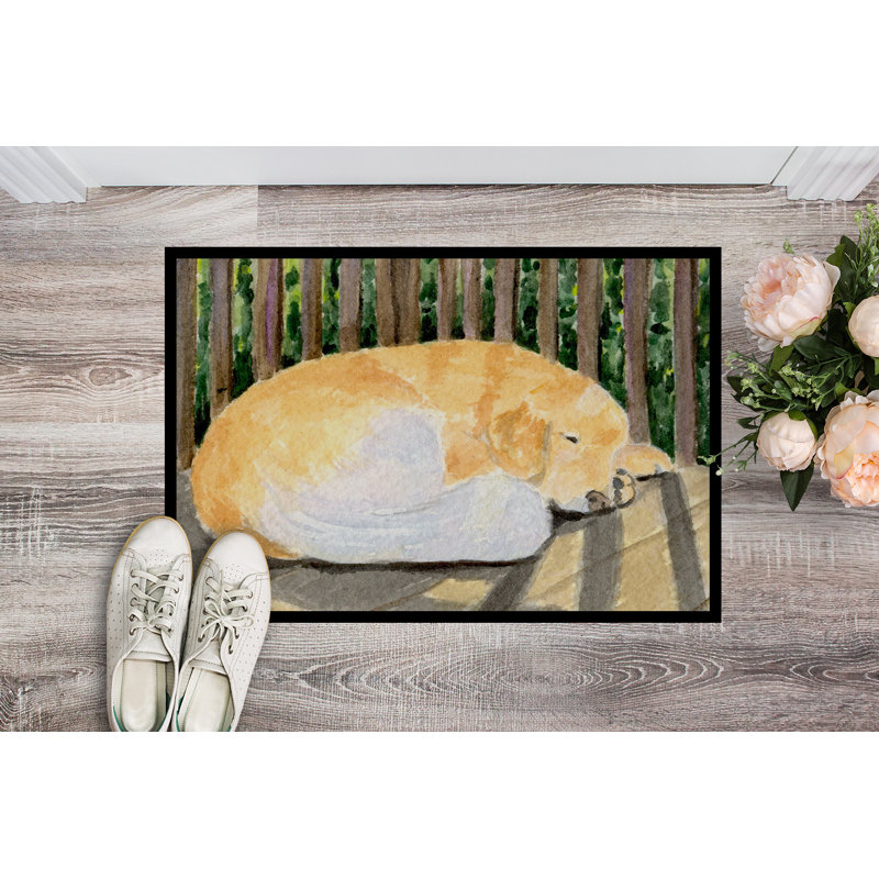 Tapis de porte d’intérieur anti-dérapant golden retriever, Rectangle 1 pi 6 po x 2 pi 3 po