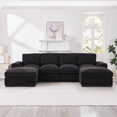 Sectional Sofa Deep Seat Sofa Couch with Ottomans