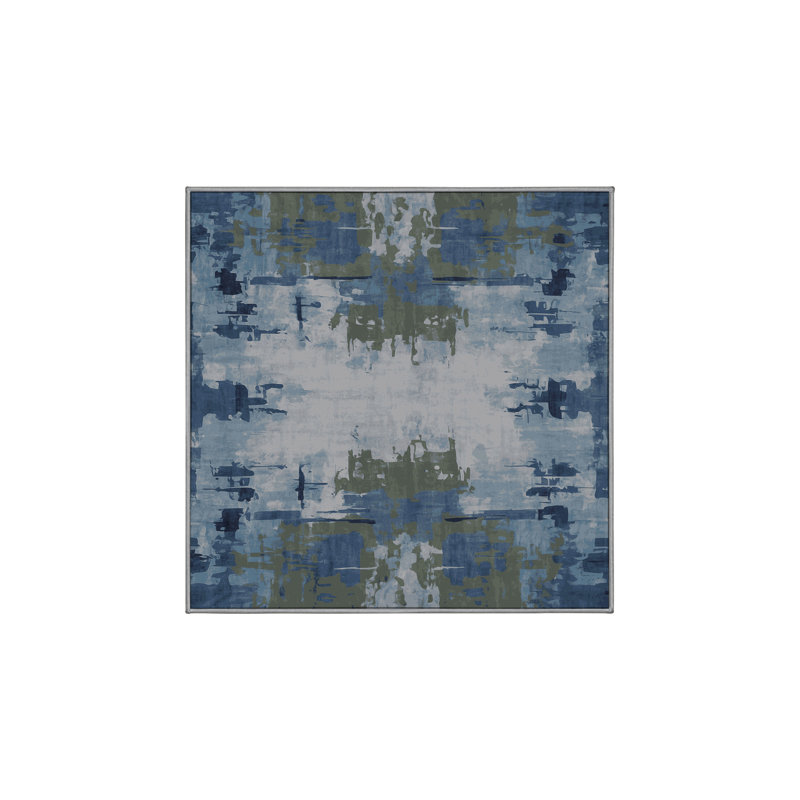 Machine Washable Gray Area Rug, Square 6'