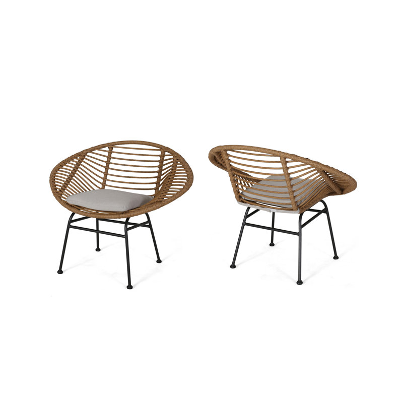 Ensemble de 2 chaises d'extérieur tissées avec coussins Engle