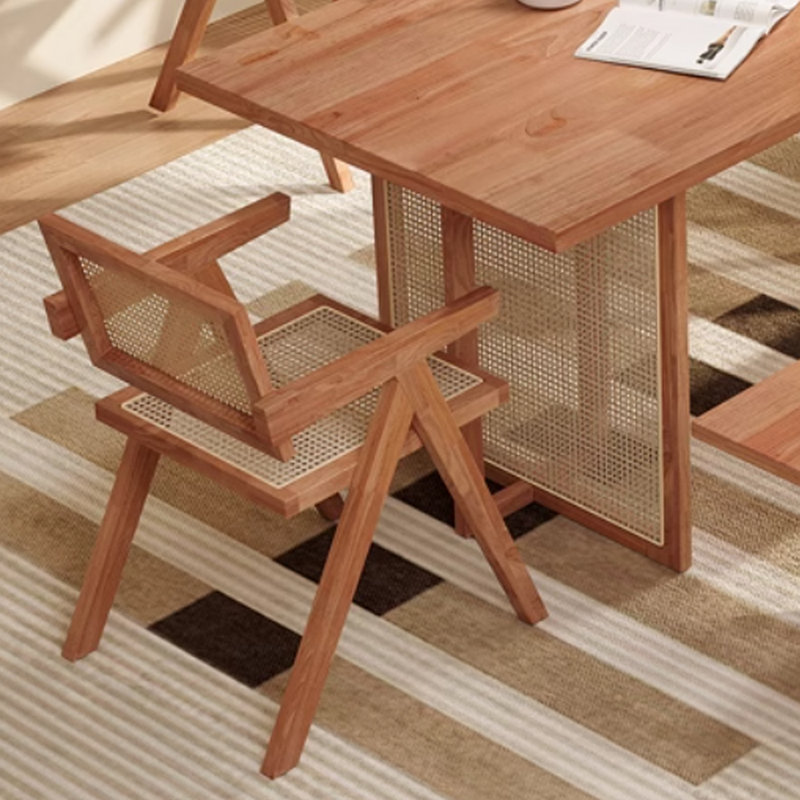 Ensemble de table de salle à manger simple en rotin d'hévéa simple et durable, H 29,13 po x L 55,11 po x l 31,49 po