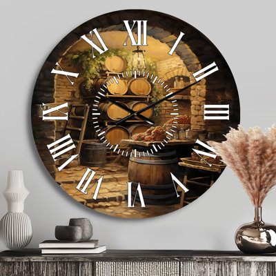 French Wine Cellar I - Food & Beverage White Face Wall Clock