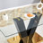 Large Modern Minimalist Rectangular Glass Dining Table For 6 - 8 People, Featuring 0.4" Tempered Glass Top, MDF Slab, V - Shaped Bracket, Base, Ideal For Kitchen, Dining, Living, Meeting, Banquet Spaces, Merging Style And Functionality
