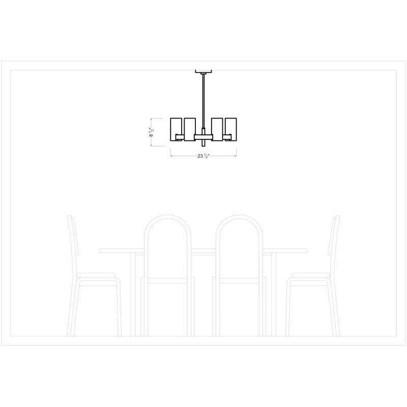 Grand lustre Rhode, H 8,5 po x l 23,5 po x P 23,5 po, Laiton satiné