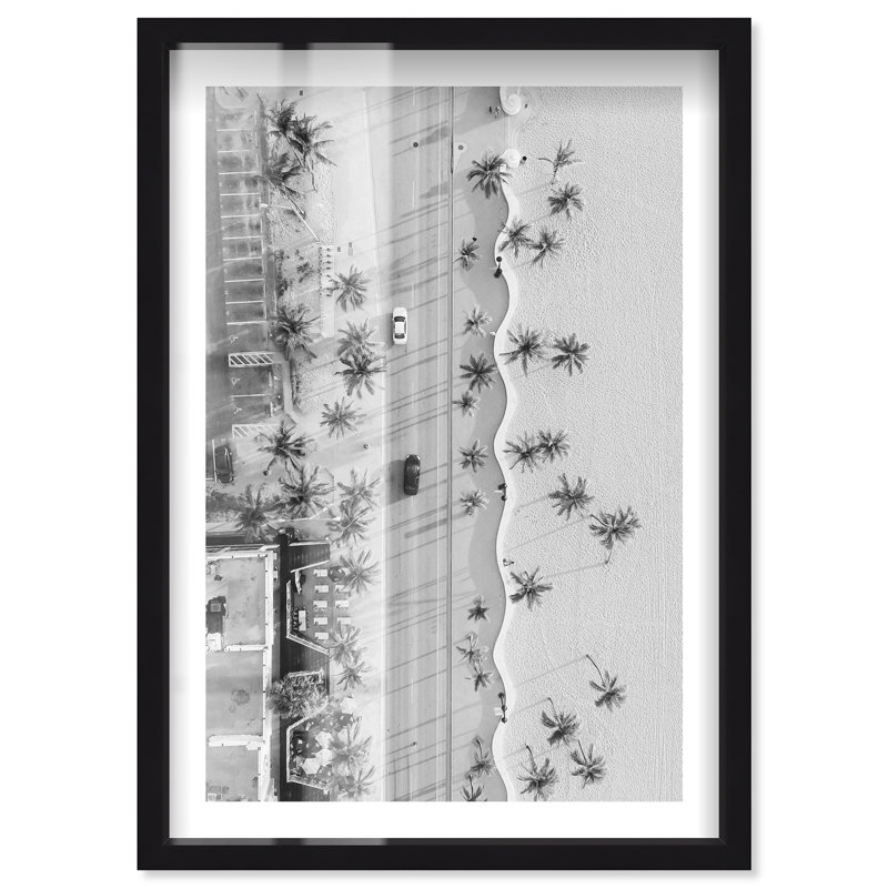 «Wavy Sand lignes», impression de Miami par Notoriart, H 55 po x l 37 po, Noir