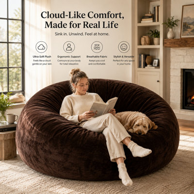 5-foot memory foam bean bag chair, bean bag sofa, memory foam bean bag large sofa, with soft microfiber cover, comfortable sofa, suitable for living room, bedroom, dormitory