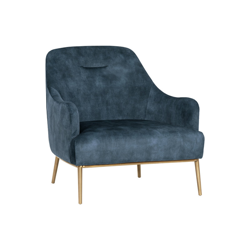 Cameron Lounge Chair, Blue Polyester