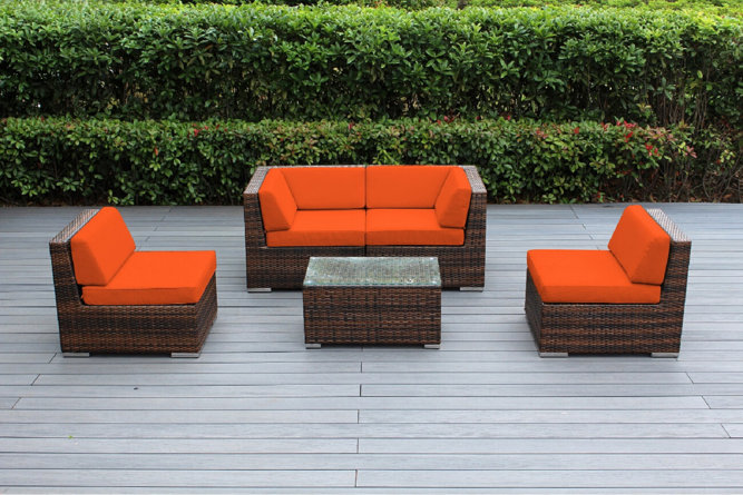 Billyjo Wicker 4 - Person Seating Group with Cushions - No Assembly