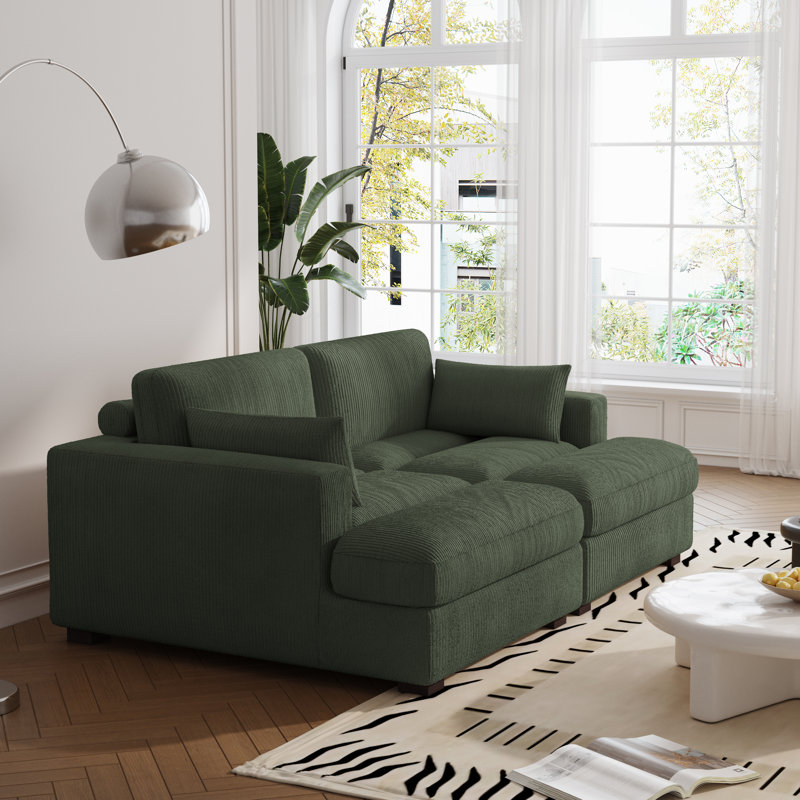 Bentura 213.1Cm Recessed Arms Modular Sleeper, Green
