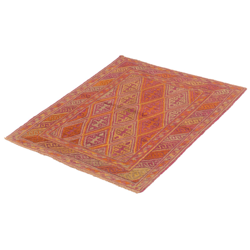 Tapis mauve noué à la main de conception unique 3 pi 7 po x 4 pi 4 po Jode