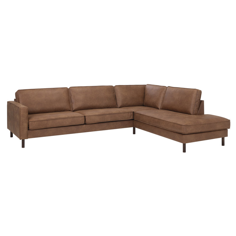 Linhart 6 Seater Faux Leather Corner Sofa, Right, Light Brown