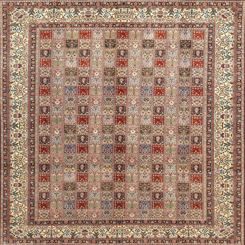 Tapis traditionnel rouge / beige / brun, Rond 8 pi