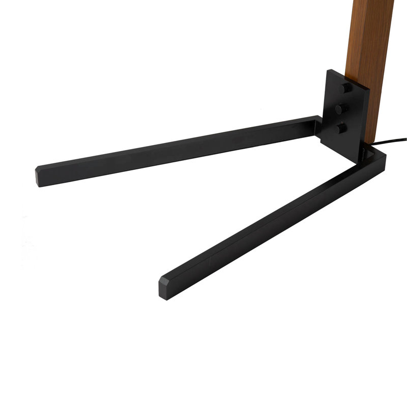 Lampe sur pied Morelli - 84 po, laiton vieilli et noyer, gradateur, base en V, Laiton vieilli / noyer