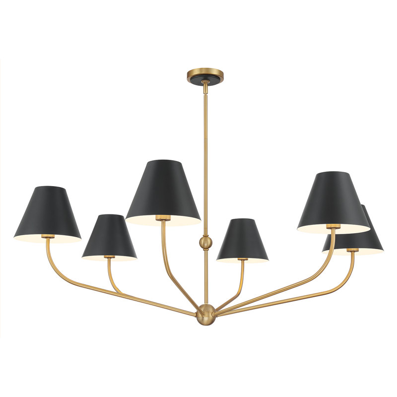 Augustina Light Vibrant Chandelier, Black/White, 6, 12.6"H x 48"W x 48"D