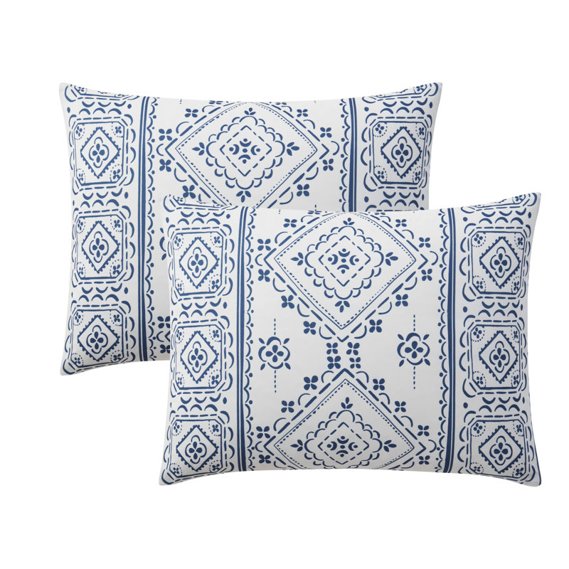 Denim 3-Piece Geometric Stripe Comforter Set, Twin Comforter + 1 Standard Sham