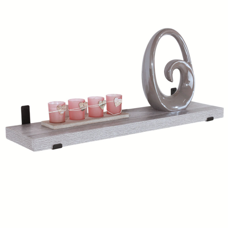 Jackson 3.8cm Chunky Shelf with Sit-On Brackets, 3.8cm H x 80cm W x 20cm D, Gray