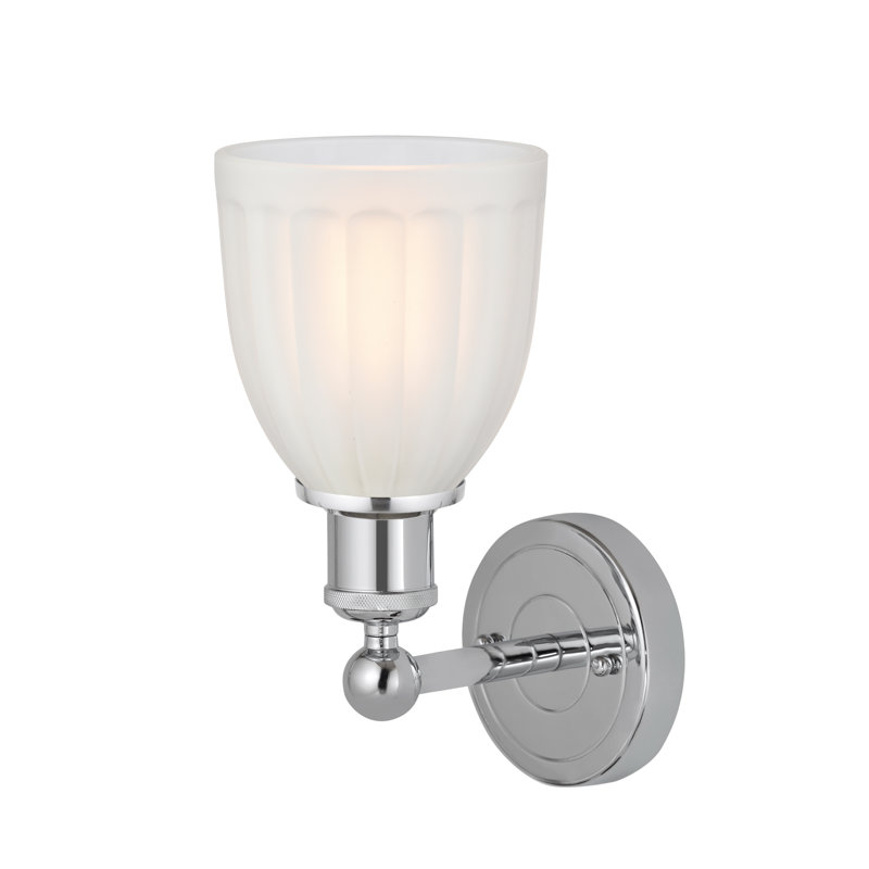 Caroleen Armed Sconce, White, Polished Chrome