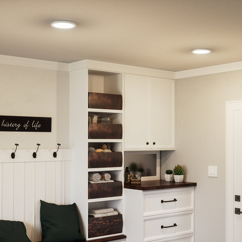 Naquin Acrylic LED Flush Mount, 1" H x 7.5" W x 7.5" D, White Lustre