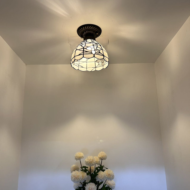 8 in. 1 - Light Bronze and Stained Glass / Tiffany LED Bowl Ceiling Fan Light Kit