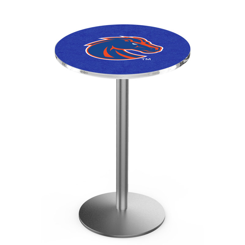 Round Metal Base Dining Table, Stainless Steel, Boise State University