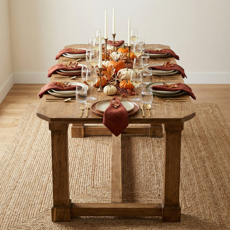 63" Solid Wood Rectangular Dining Table for 4-6