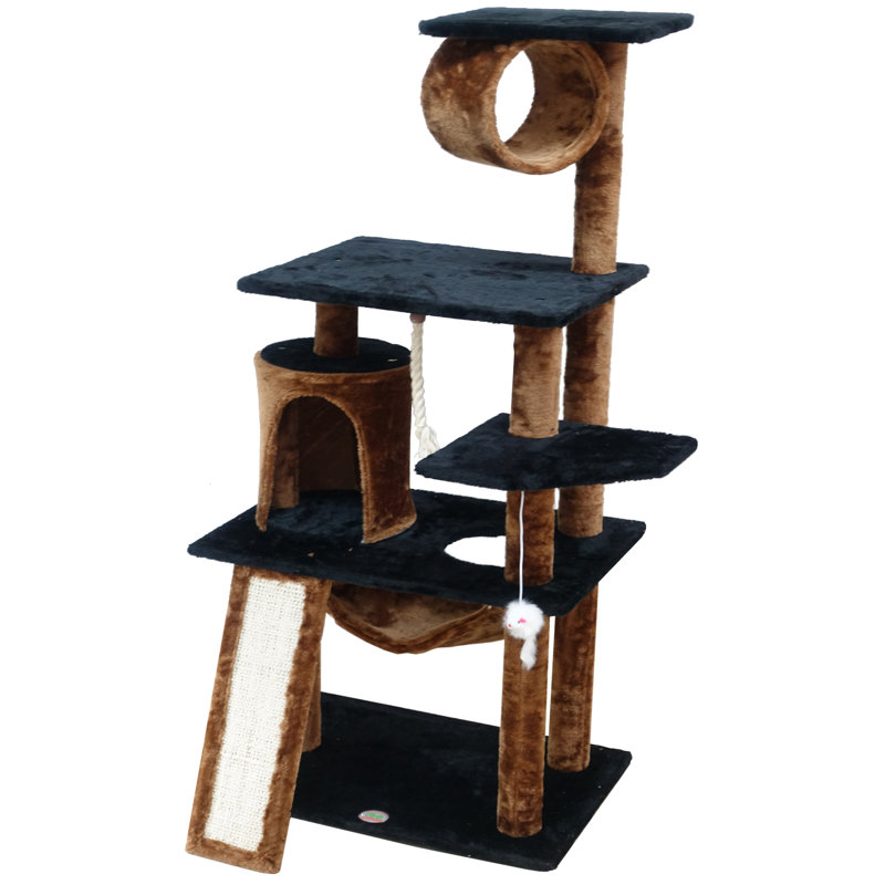 54'' H Cat Tree, Black/Brown