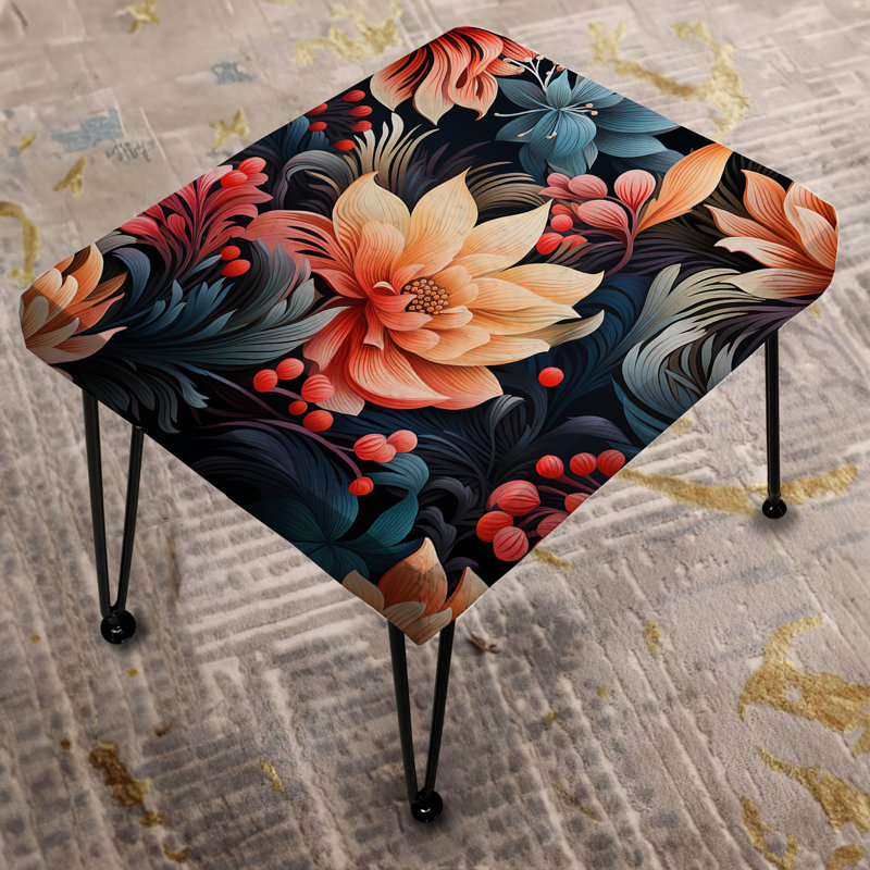 Nostalgie rétro motif floral - repose-pieds rectangulaire floral