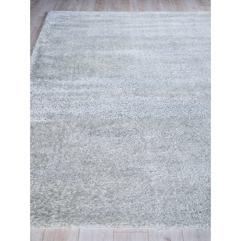 Luxe Shag Powerloom Microfiber/Polyester Area Rug in Silver, Rectangle 10' x 14'