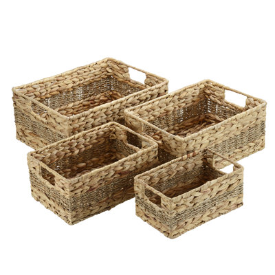 Handmade Wicker Storage Basket Set (Set of 4), Stylish and Space-Saving