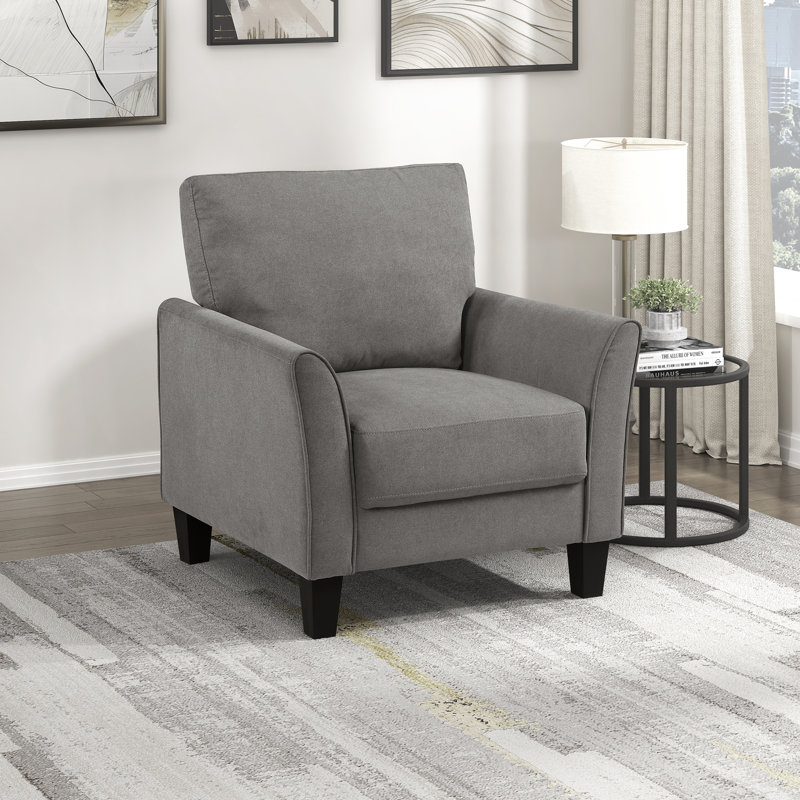  Laffey 34" Modern Upholstered Armchair – Plush Accent Chair with Flared Arms & Sturdy Wood Frame, Chocolate Fabric
