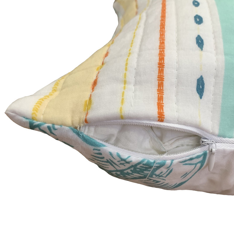 King Size Aquamarine and Sunset Gold Cotton Zipper Sham