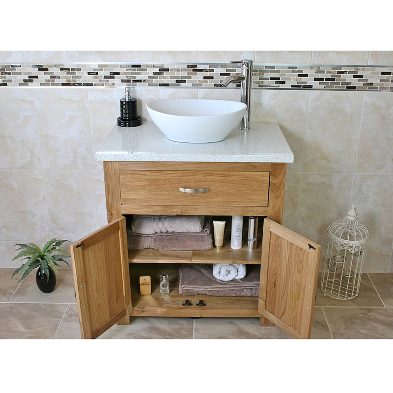 Blanca 750mm Single Bathroom Vanity with Vessel Ceramic Basin, White