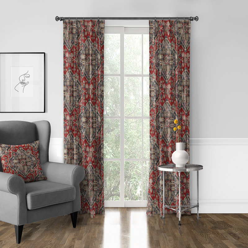 Tangier Linen Geometric Room Darkening Single Curtain Panel, 40" W x 96" L