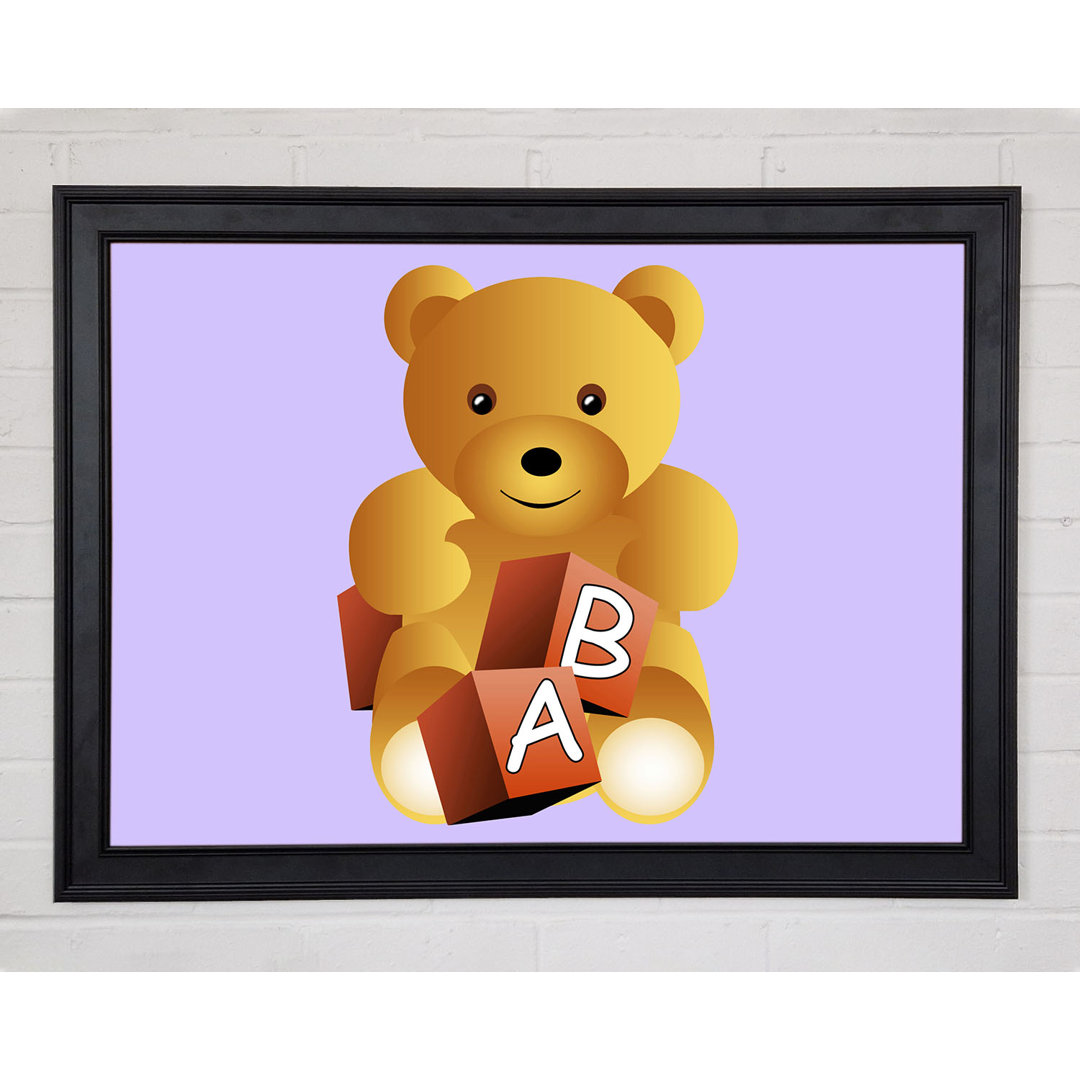 Gerahmtes Leinwandbild Teddy Bear Alphabet Blocks Lilac