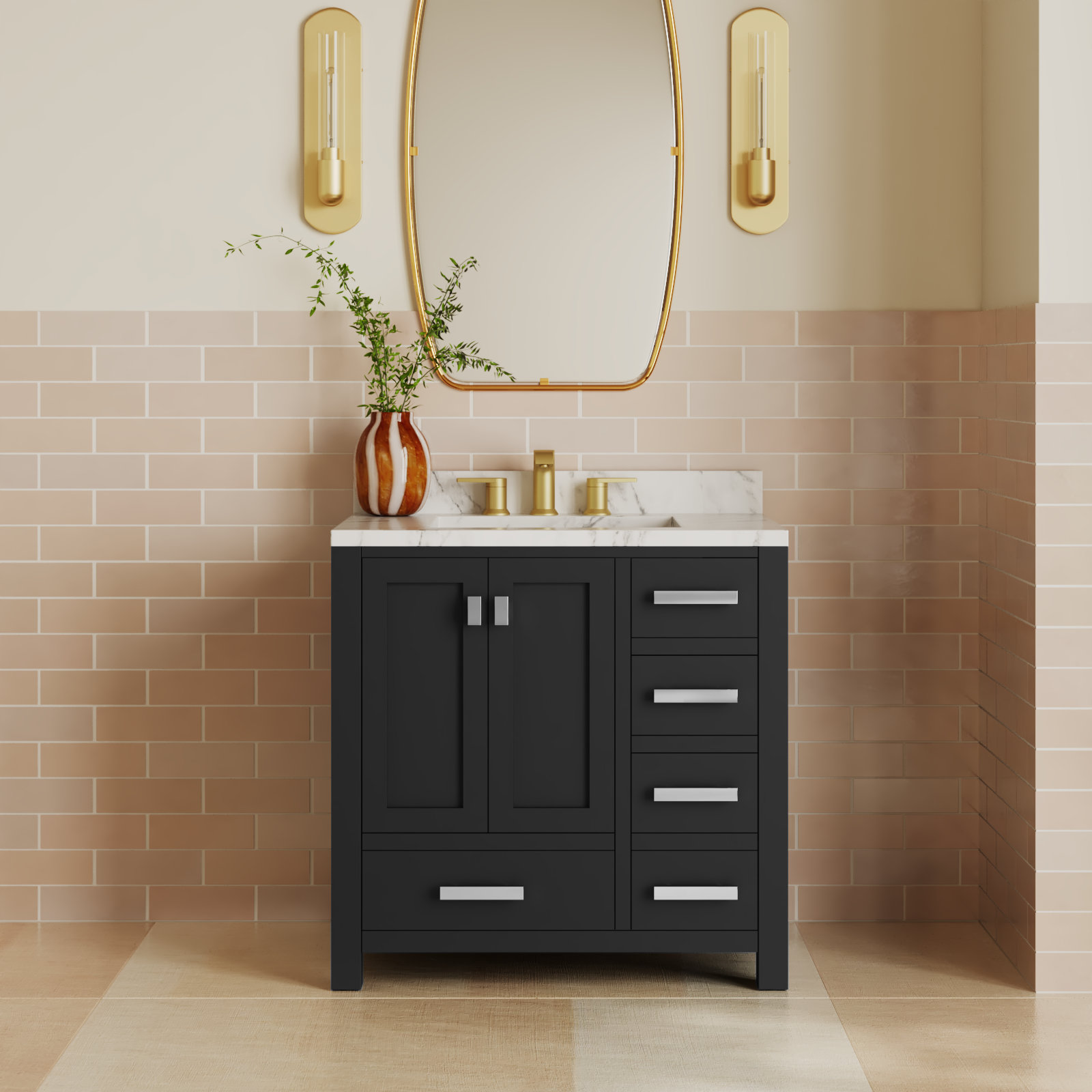 Steve 36'' Single Bathroom Vanity, Black