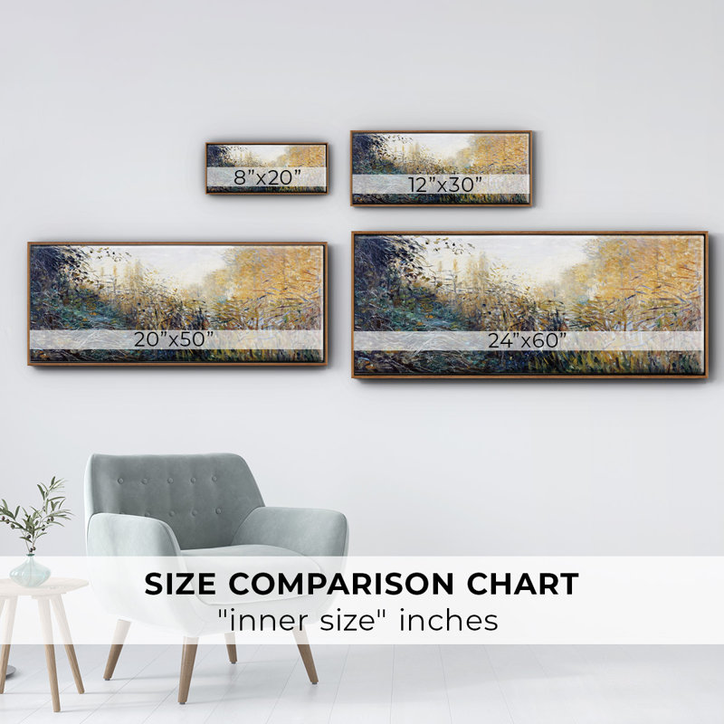The Reeds (study), 1876- Framed Canvas, 8" H x 20" W