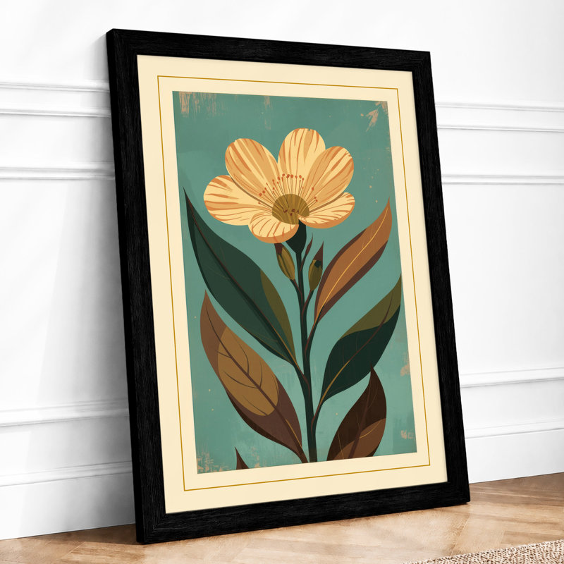 Pale Bloom In Teal Botanical - Print, A1 - 84.1 x 59.4 cm, Black
