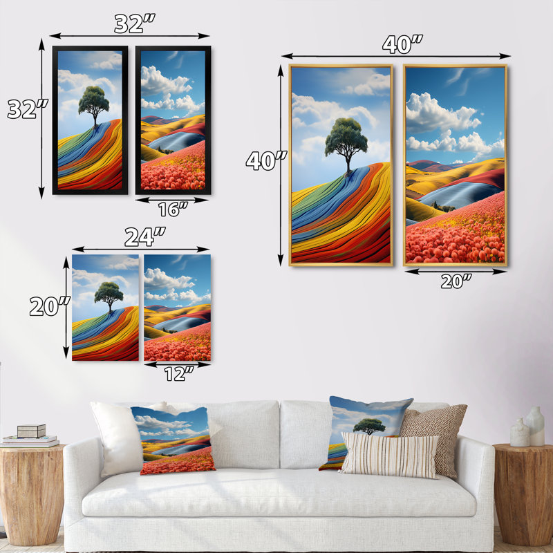 «Landscape Chromatique Symphony», 2 pièces, Toile tendue, H 32 po x l 32 po
