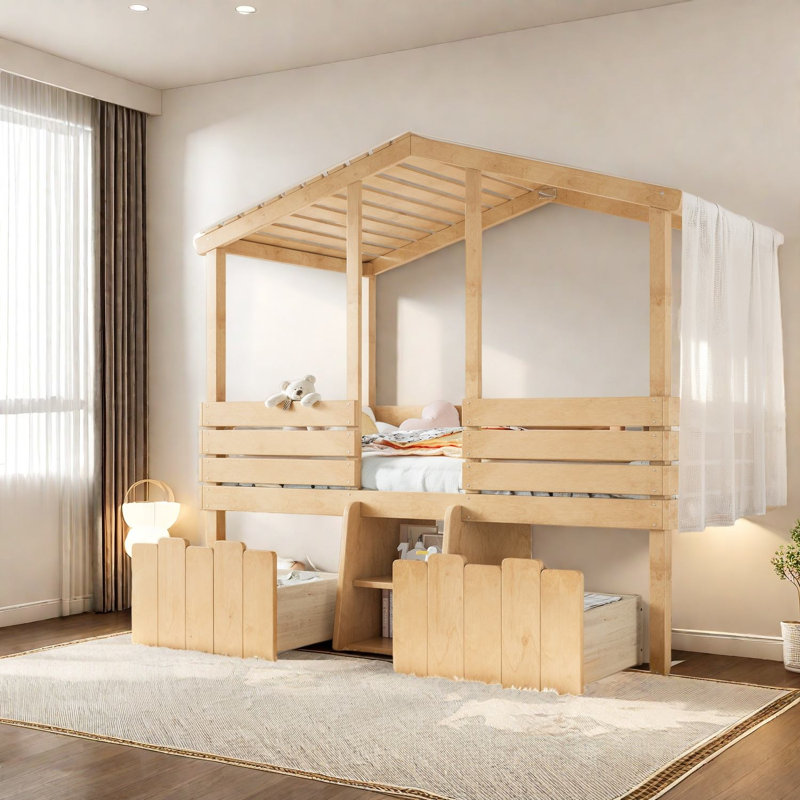 Lits pour enfants peu encombrants avec rangement, chambre d'enfant simple en bois aggloméré en bois aggloméré