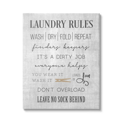 "Laundry Room Rules Family List", art mural par CAD