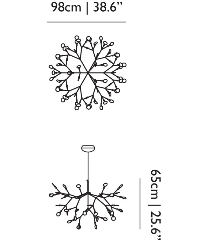 Heracleum III LED Chandelier, 25.6" H x 38.6" W x 38.6" D, 157.5", White