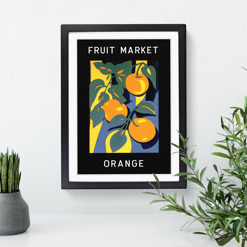 Orange Fruit Market Exhibition Vol.2 - Single Picture Frame Print on Wood, 64cm H x 46cm W x 2cm D